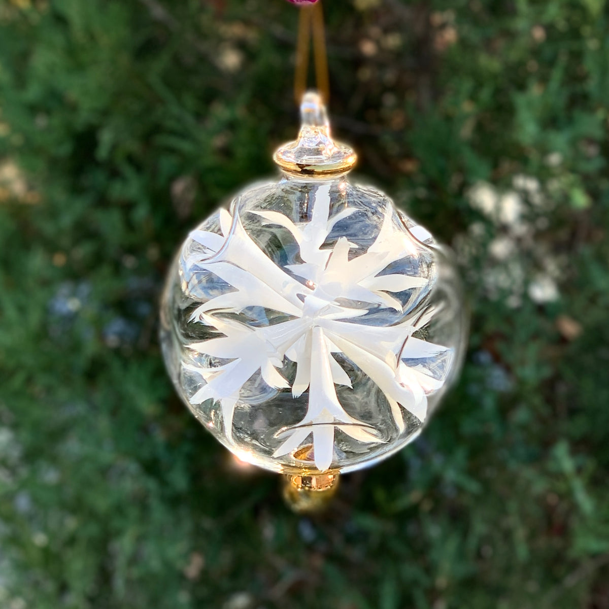 Hand Blown Starburst Ornaments, White Large