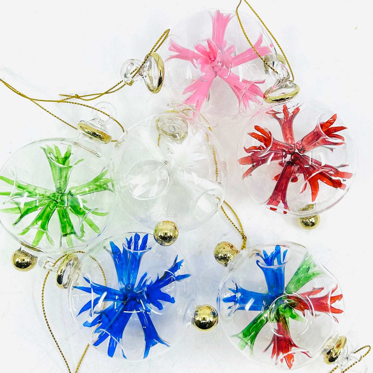 Hand Blown Starburst Ornaments, Red Small