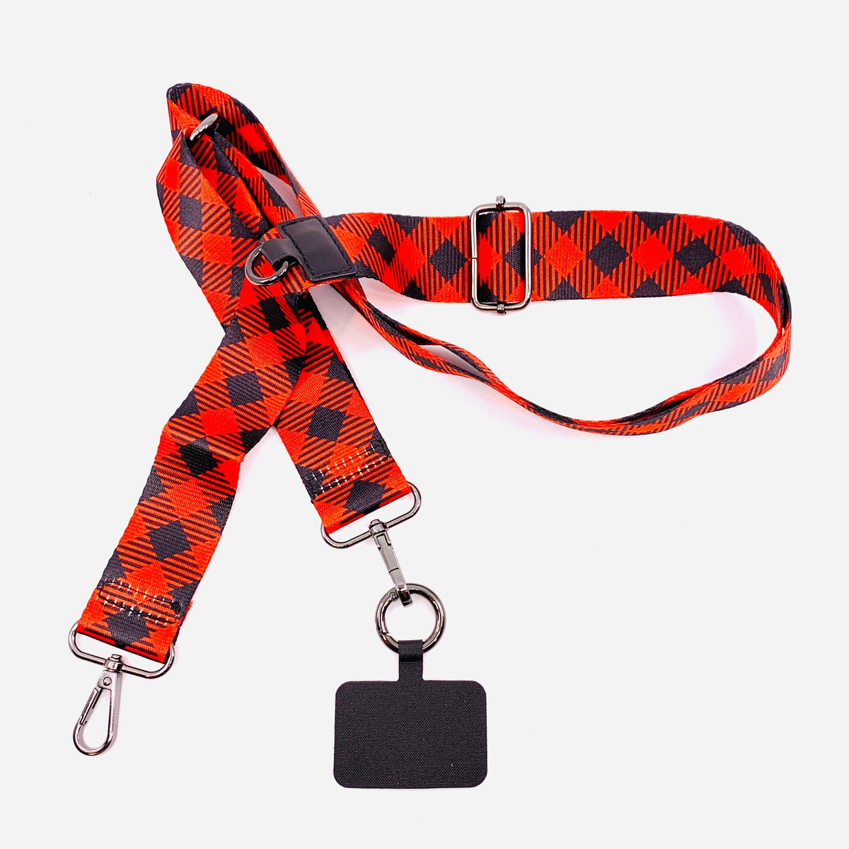 Crossbody Cell Phone Strap, Christmas Plaid Save The Girls 