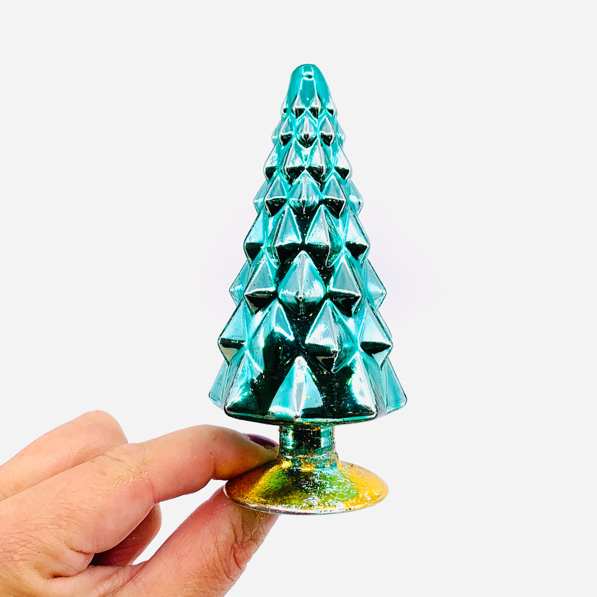 Rainbow Hue Glass Trees, Teal