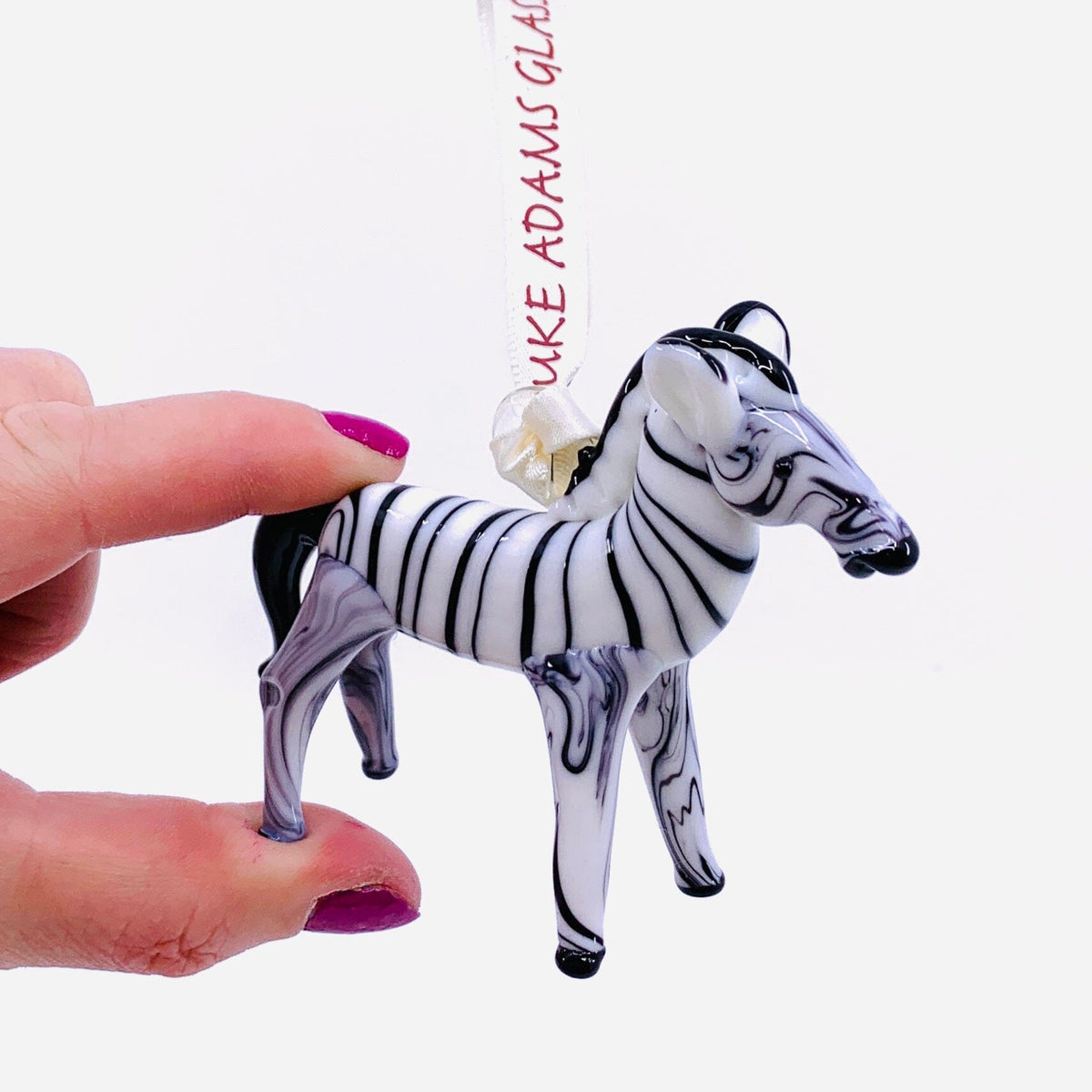 Ribbon Glass Ornament 18, Zebra Art Studio 