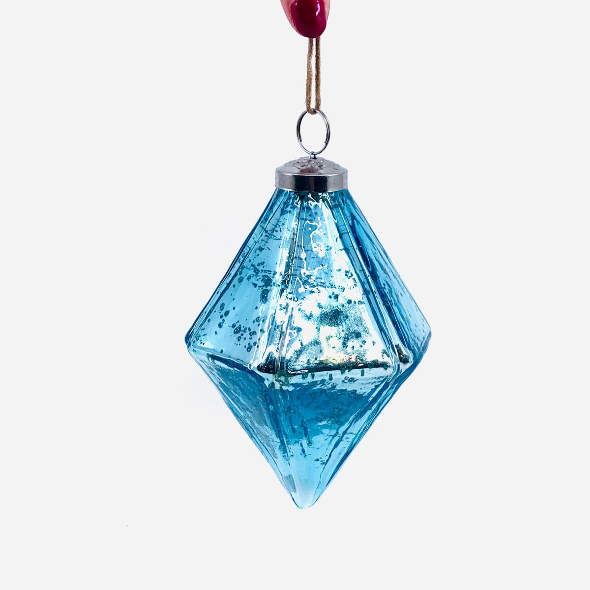 Jewel Mercury Glass Ornament 29, Aqua India House Brass 