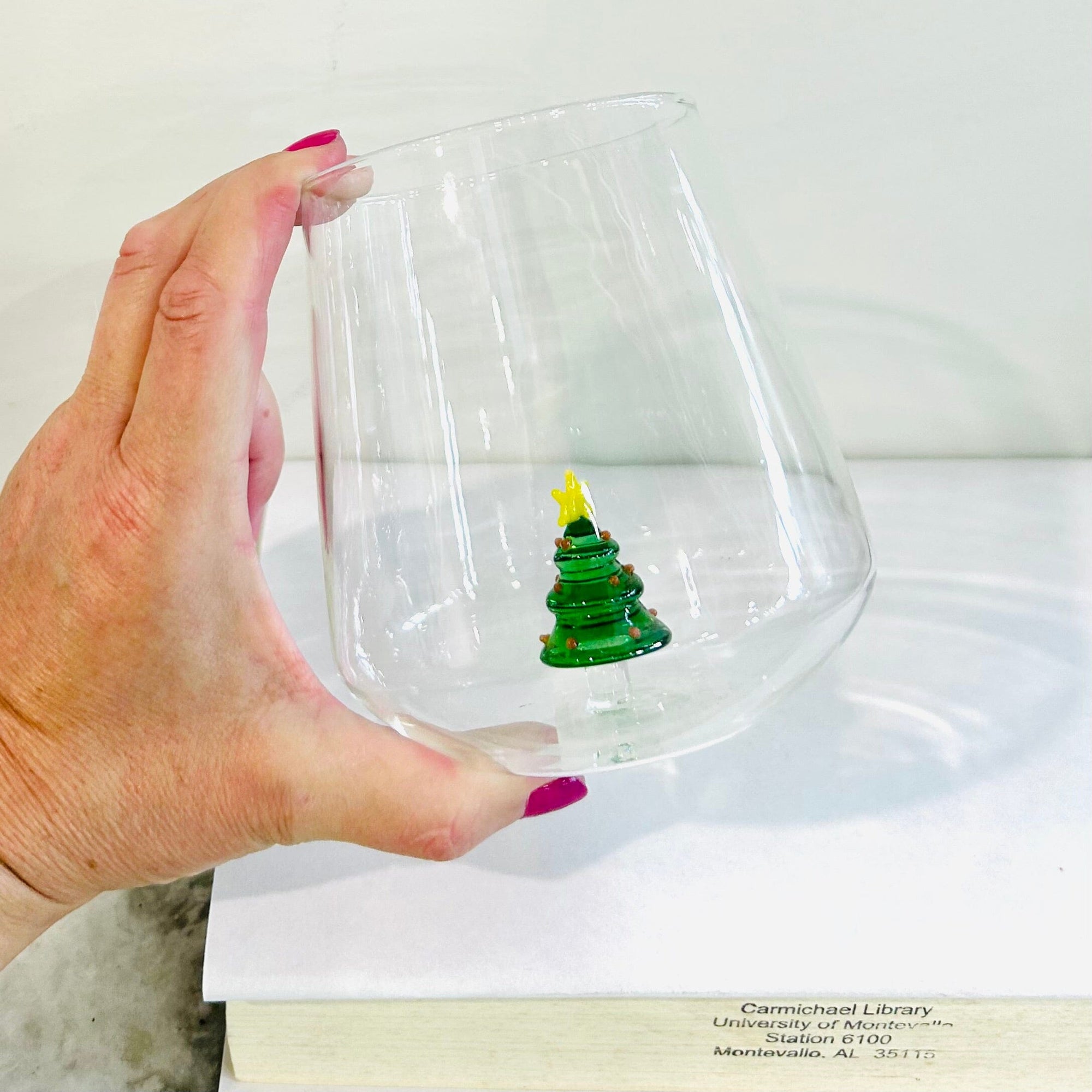 Tiny Animal Wine Glass, Tree Decor Transpac 