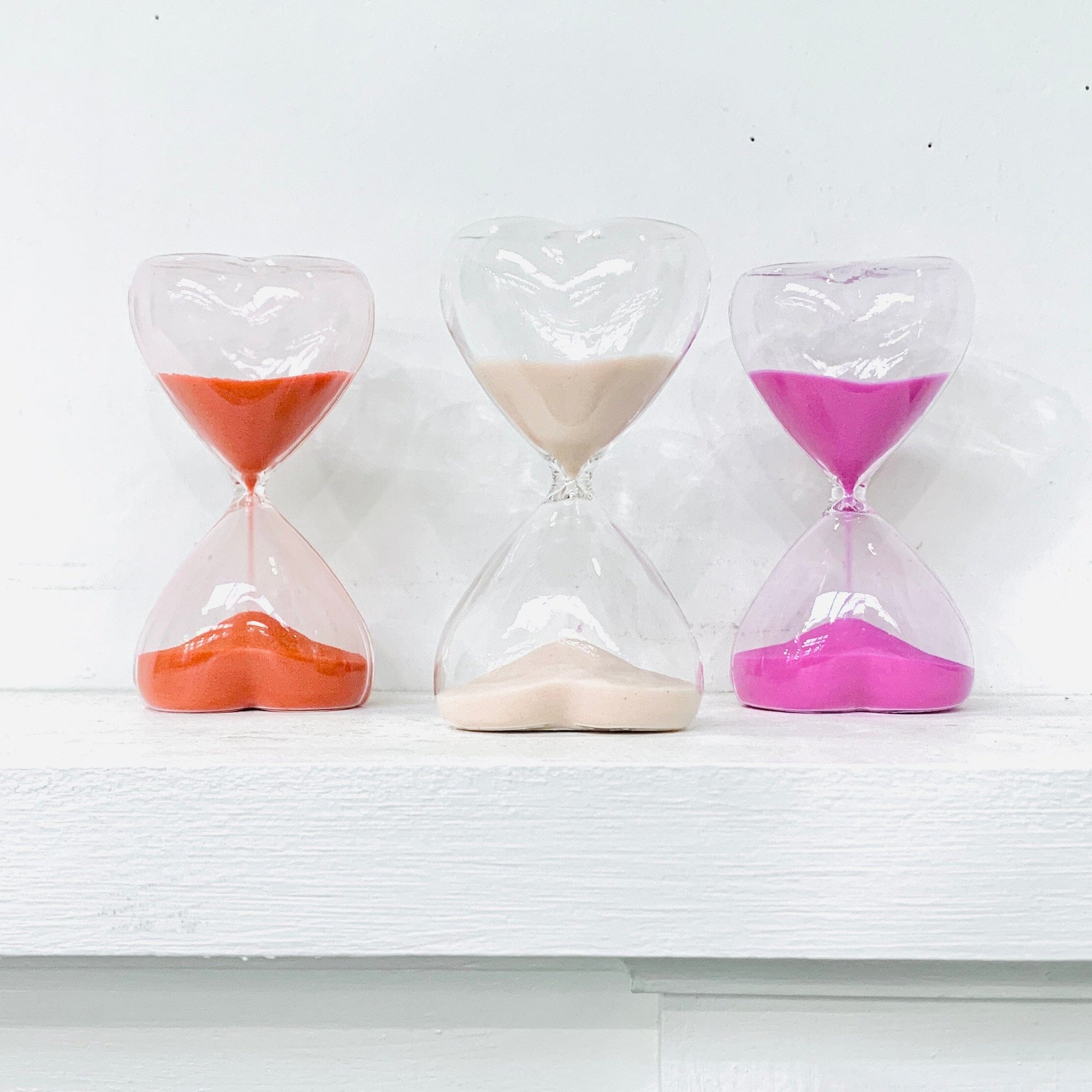 Time For Love - Valentines Heart Hour Glass, Hot Pink Decor One Hundred 80 Degrees 