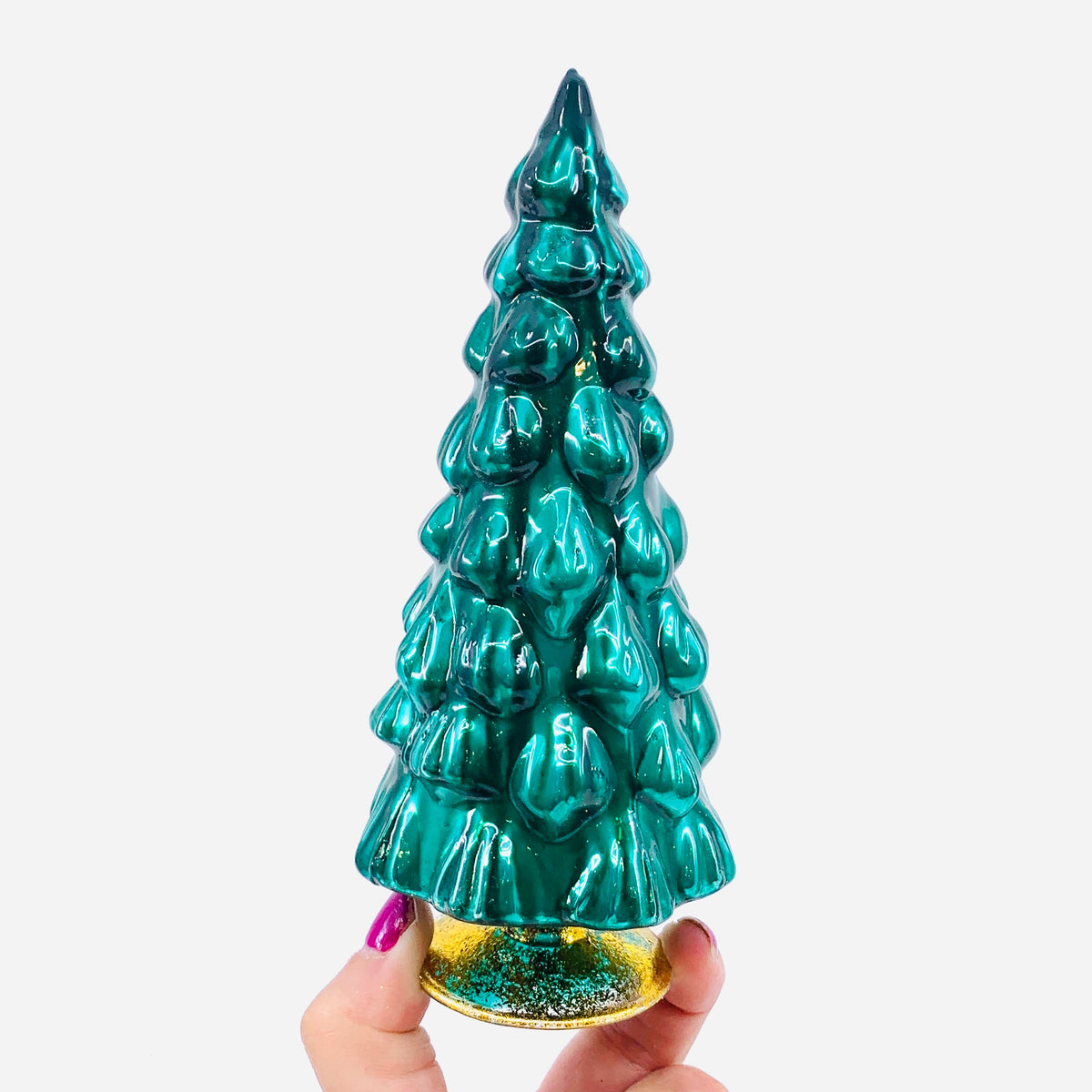 Rainbow Hue Glass Trees, Teal