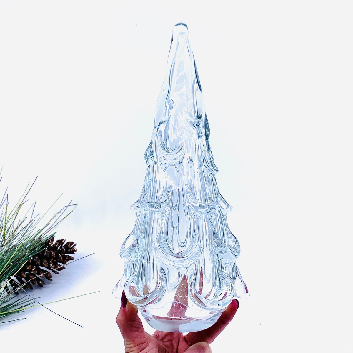 Snow Drift Blown Glass Tree, Clear