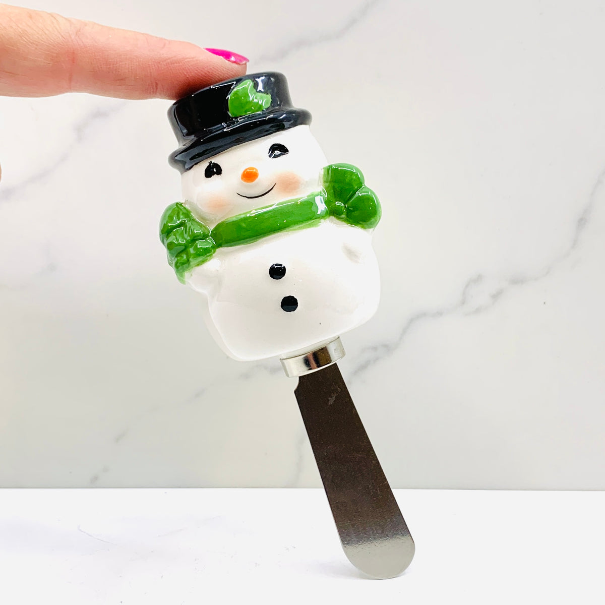 Vintage Holiday Spreader, Snowman with Green Scarf