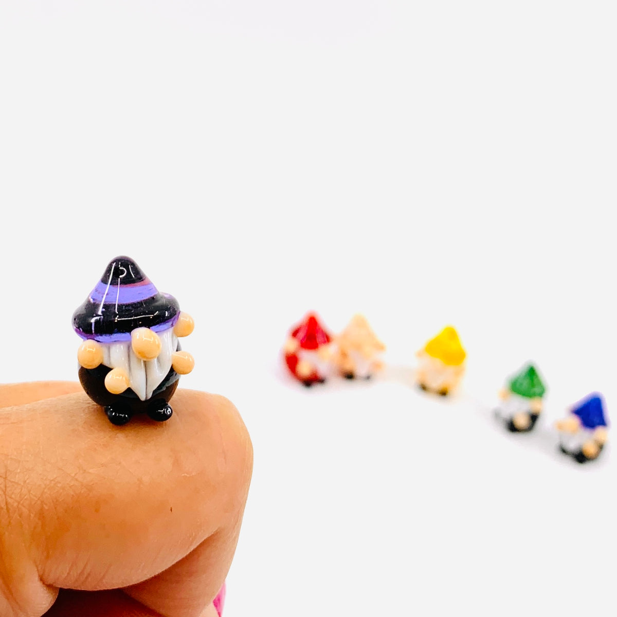 Tiny Glass Rainbow Gnomes, 252 - Purple