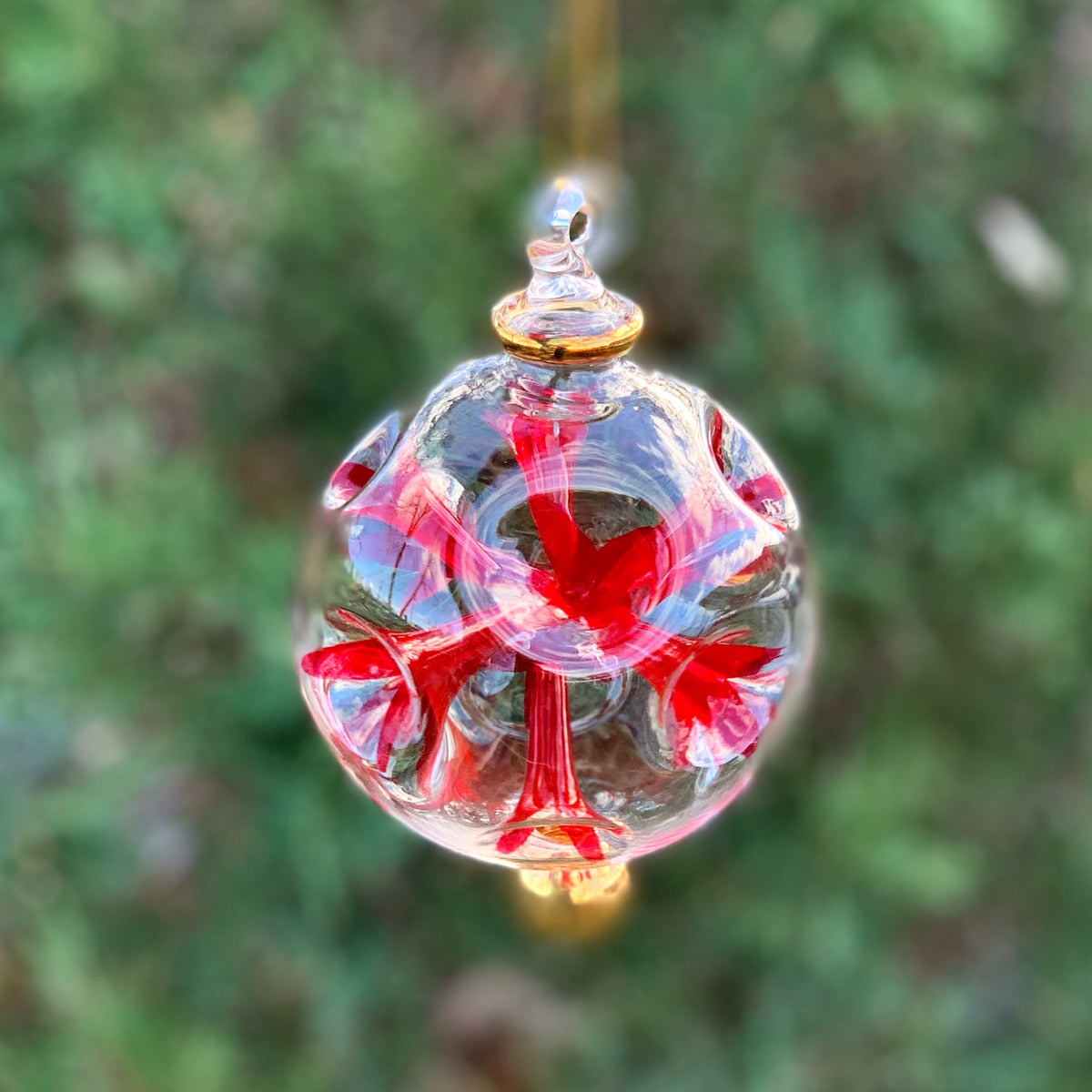 Hand Blown Starburst Ornaments, Red Large