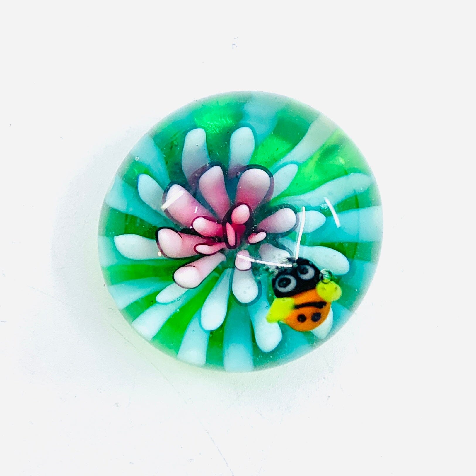 Tiny Flower Paperweight, Pink Miniature - 