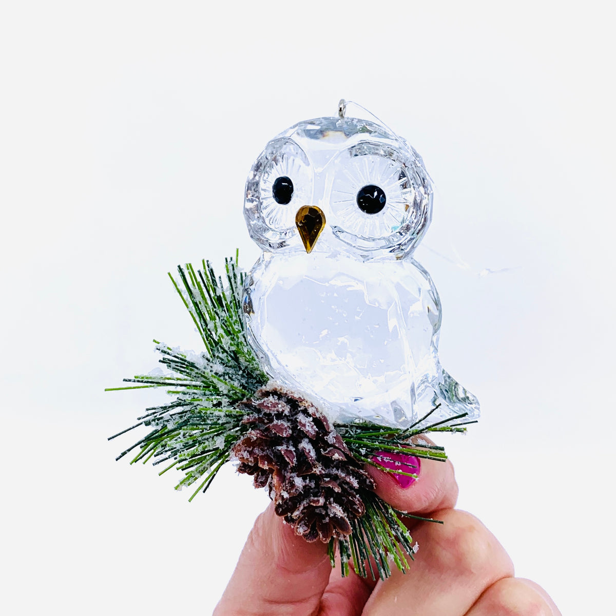 Perched Owl Acrylic Crystal Ornament