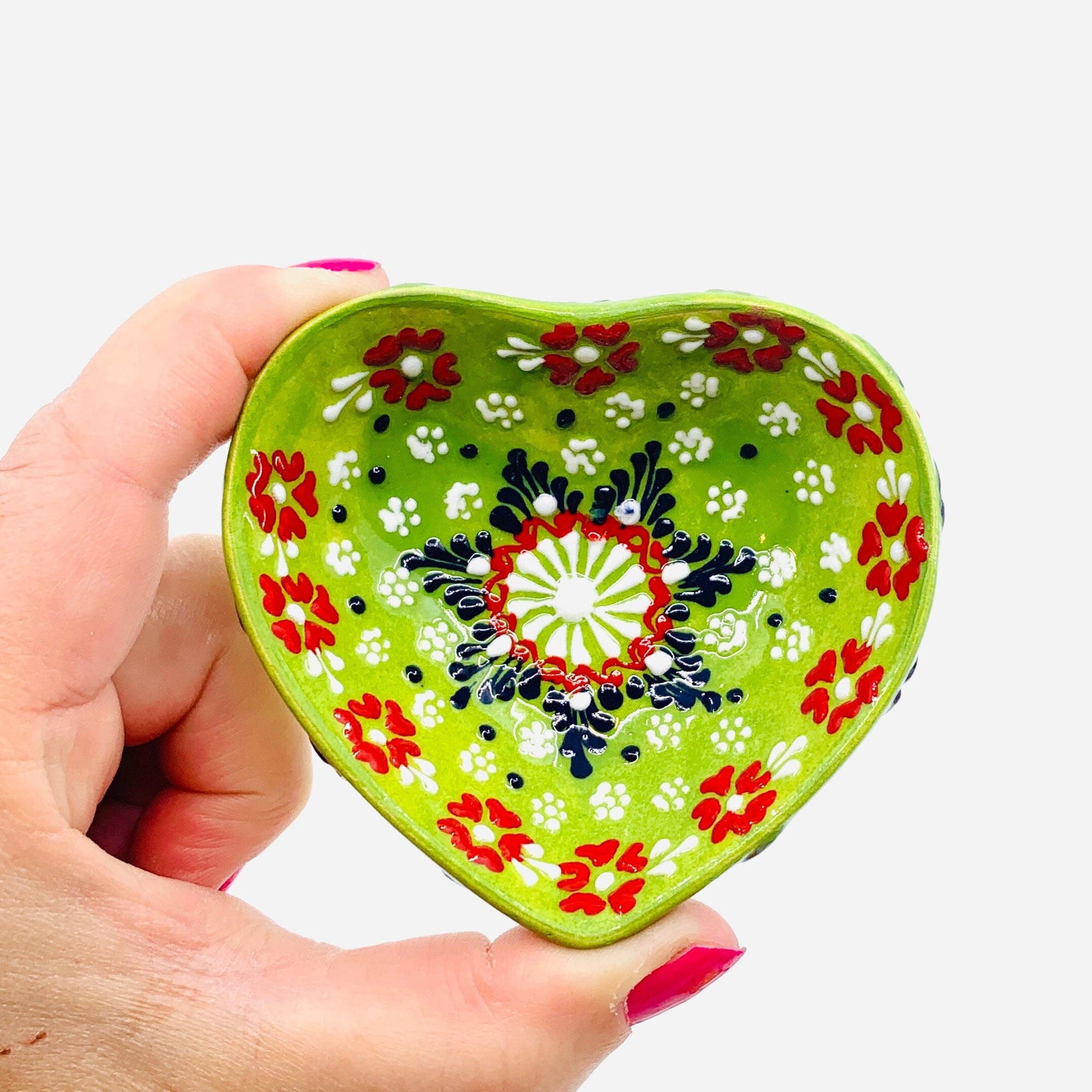 Heart Design Handmade Turkish Bowl 6 Decor Natto USA 