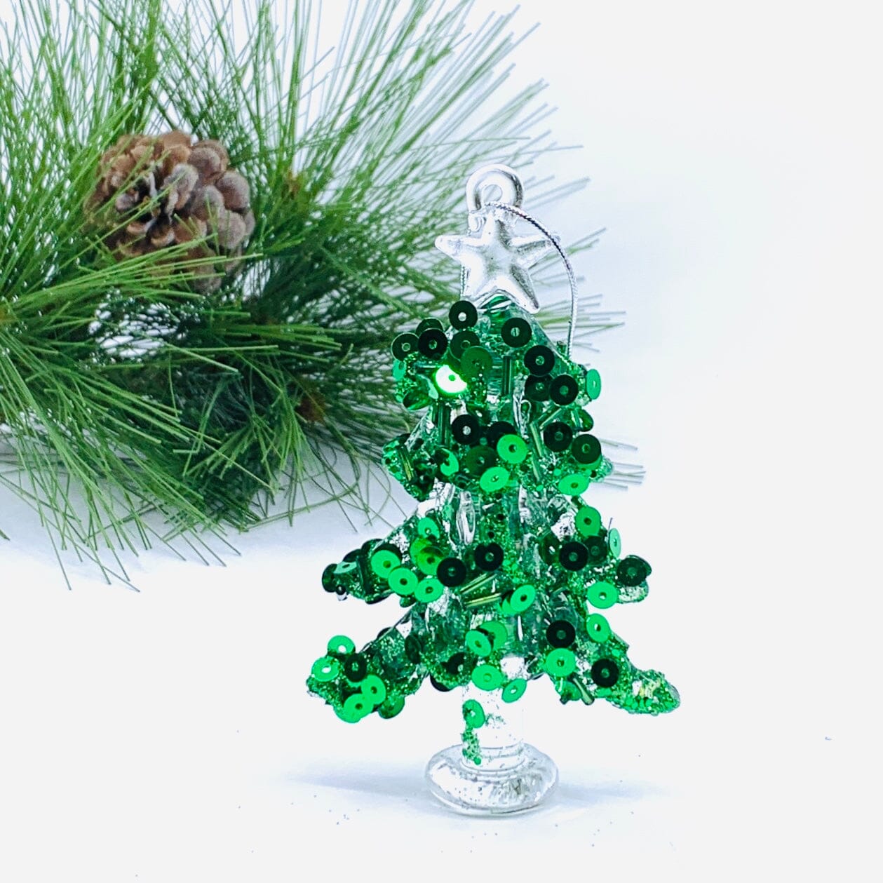 Glass Bedazzled Tree Ornament, Green Ornament GANZ 