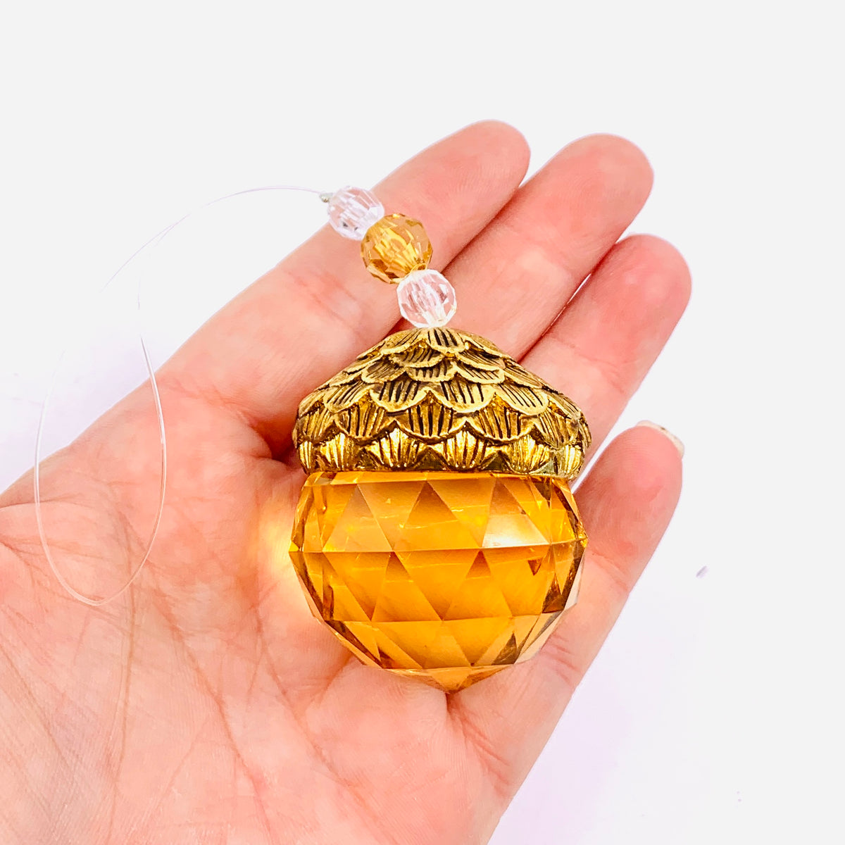 Acorn Crystal Ornament, Natural