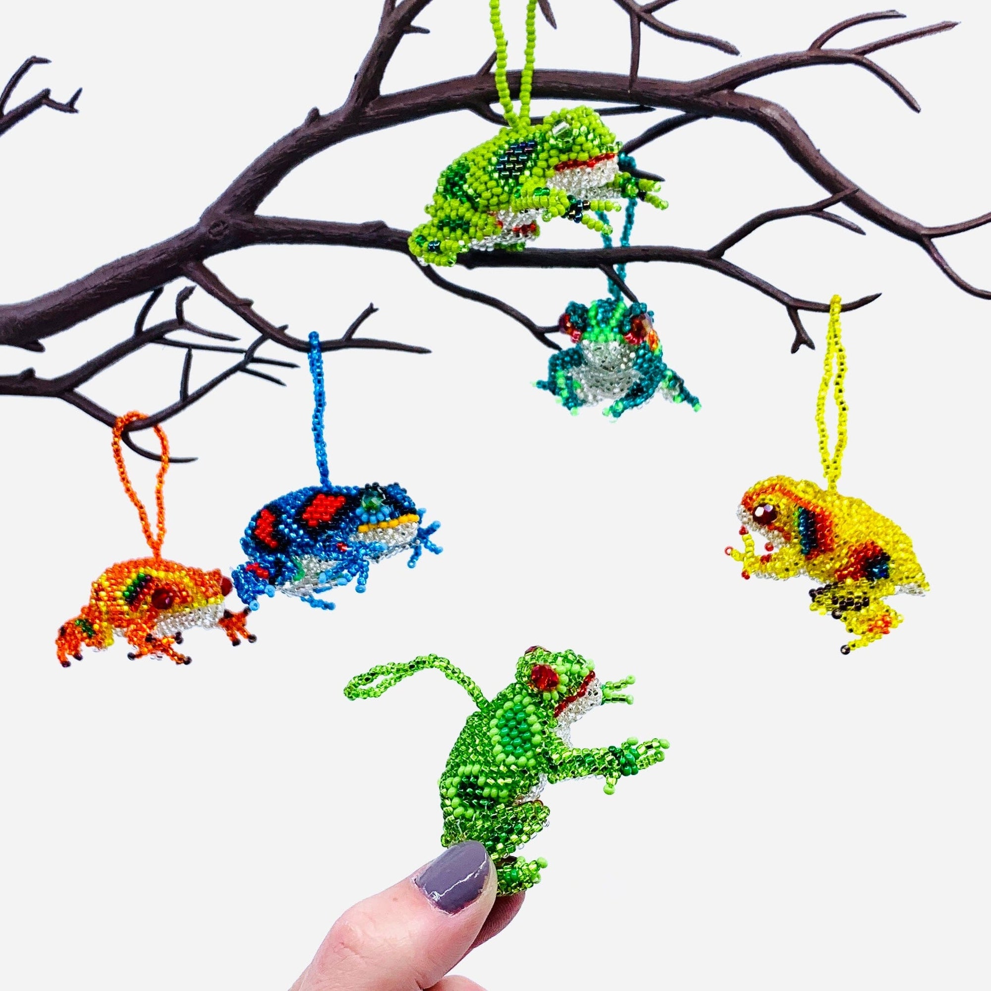 Beaded Frog Ornament, Assorted Colors Ornament Pichincha 
