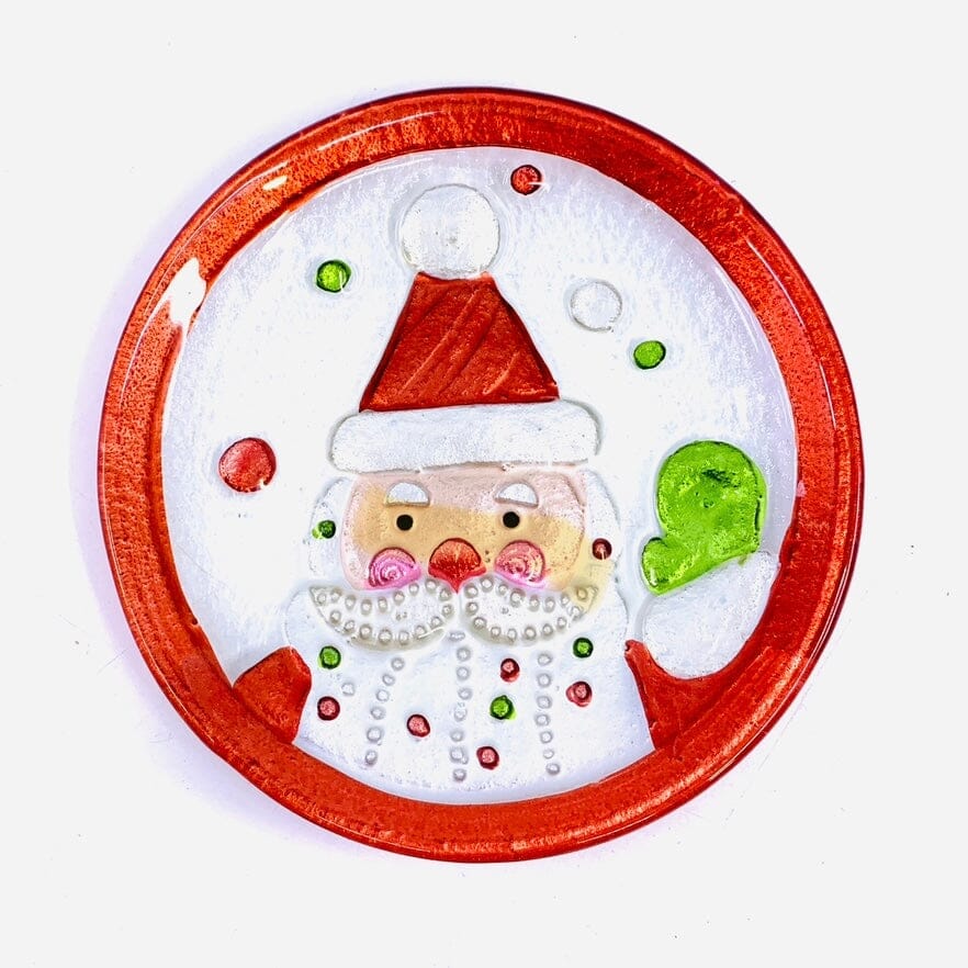 Glass Fusion Plate 65, Santa Mini Plate Demdaco 