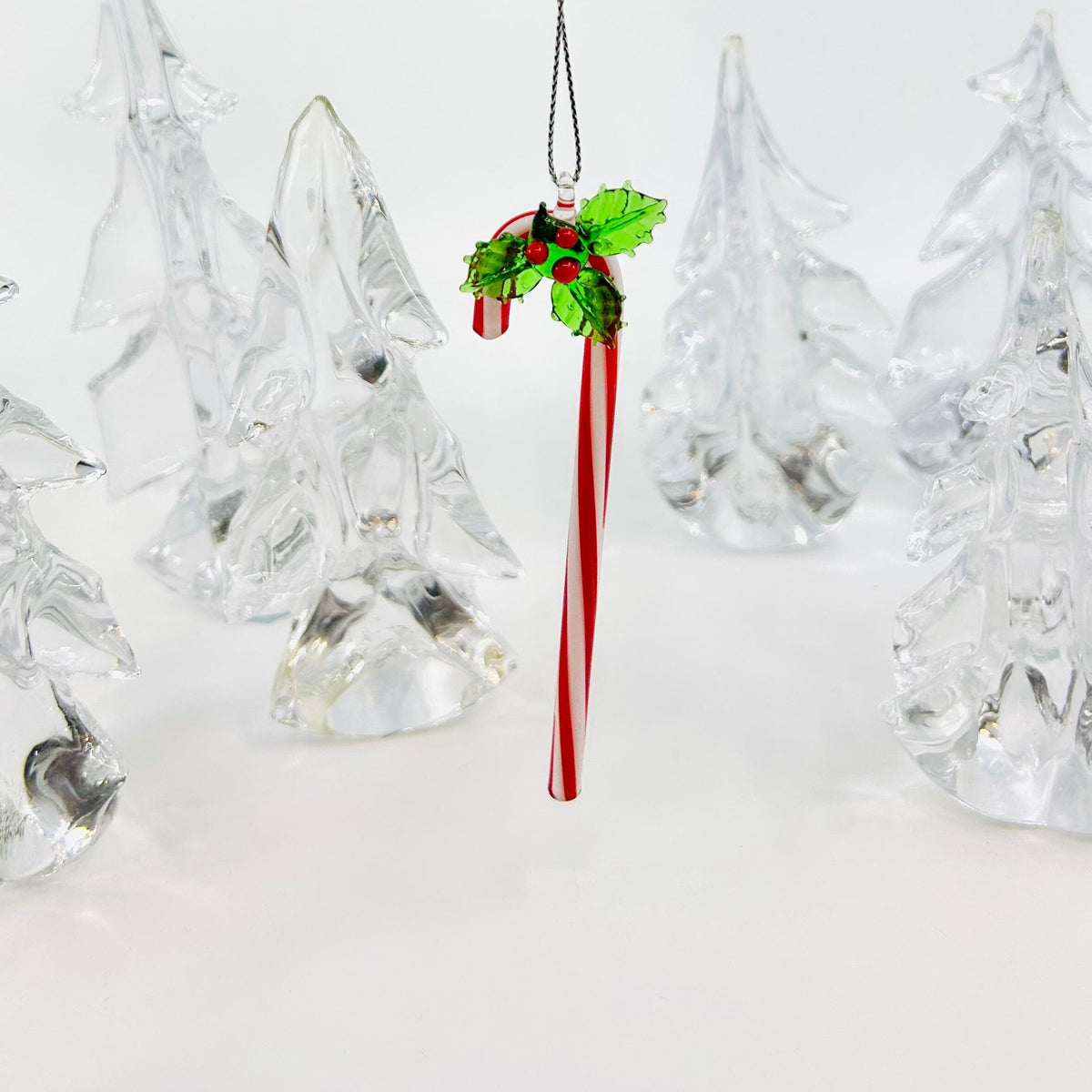 Glass Candy Cane Ornament - 