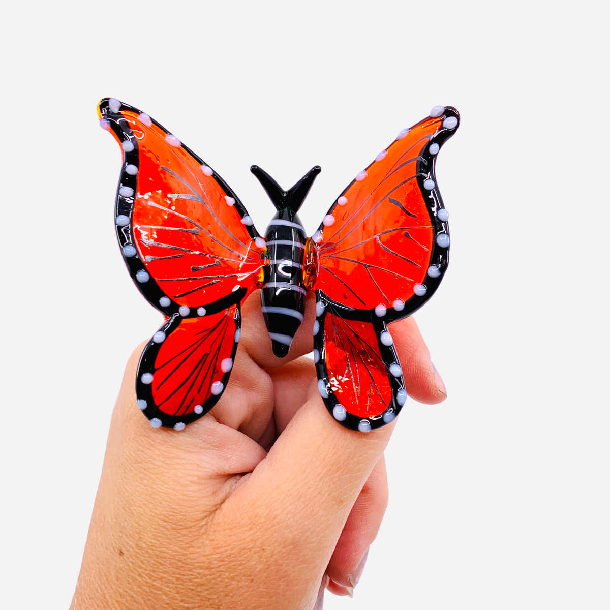 Tabletop Glass Butterfly, Red 198