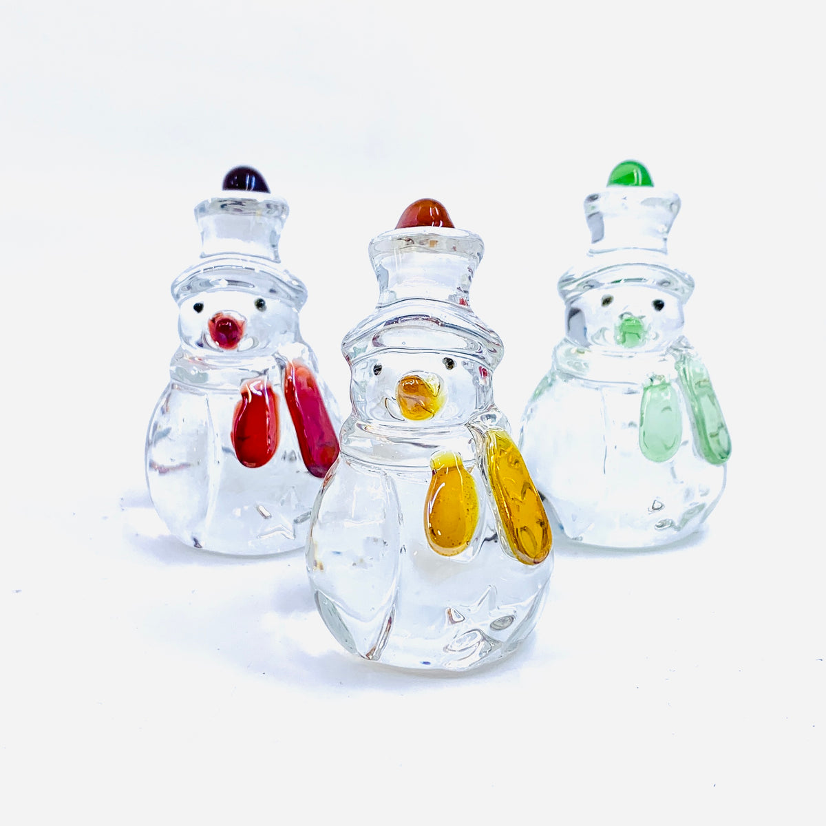 Glass Holiday Snowman, Red