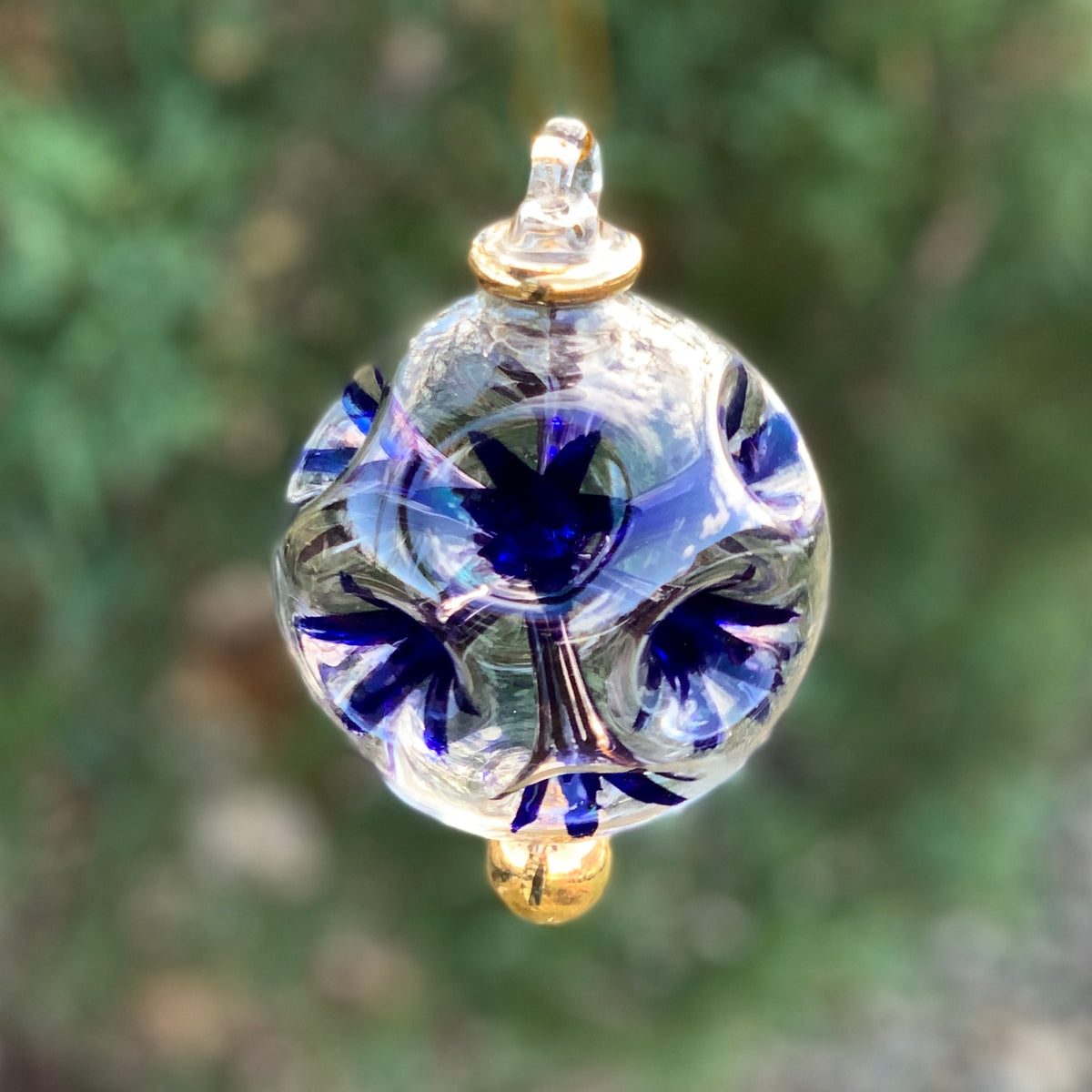 Hand Blown Starburst Ornaments, Blue Large