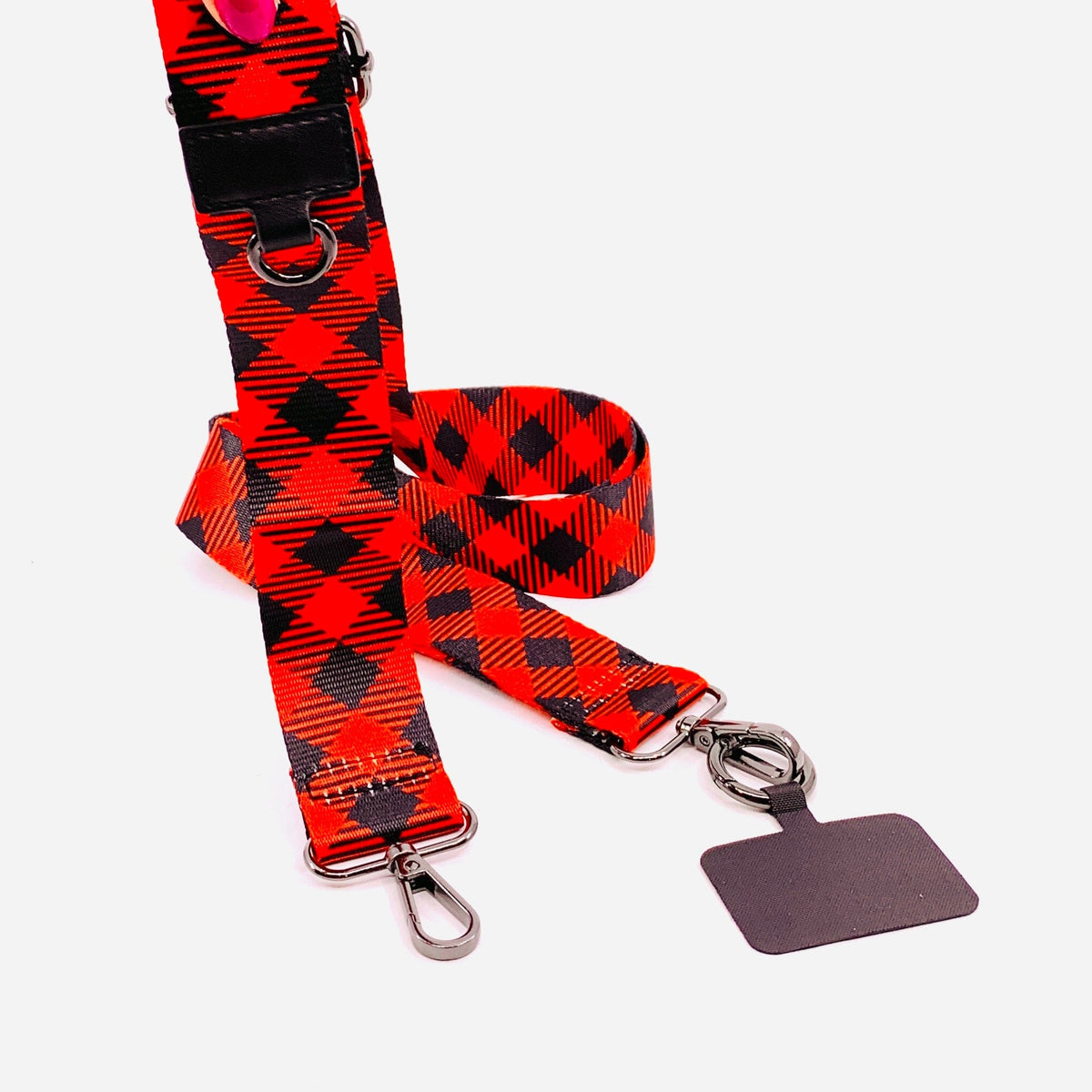 Crossbody Cell Phone Strap, Christmas Plaid Save The Girls 