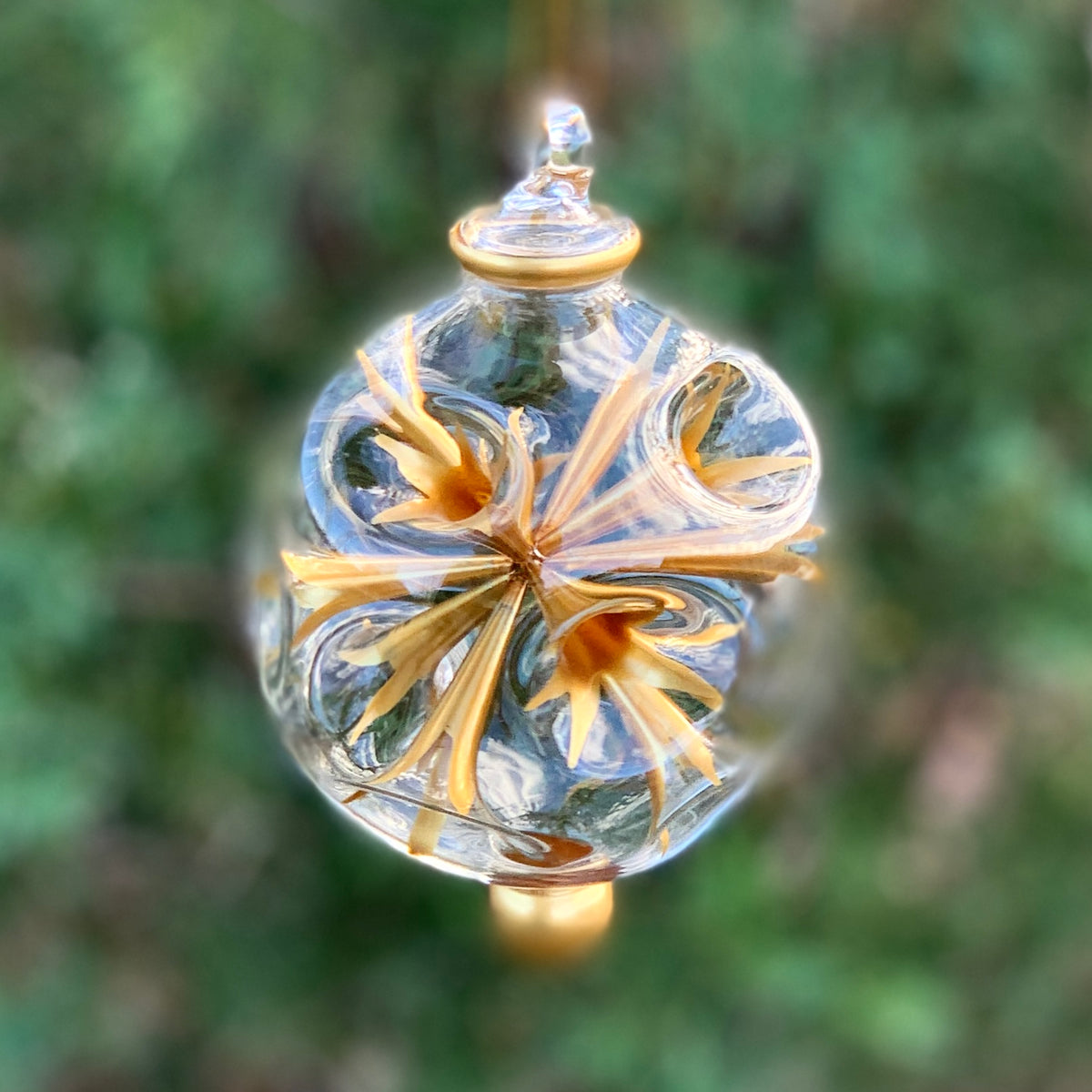 Hand Blown Starburst Ornaments, Gold Large