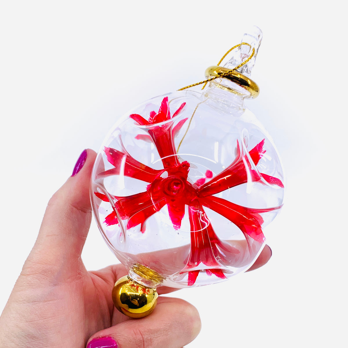 Hand Blown Starburst Ornaments, Red Large