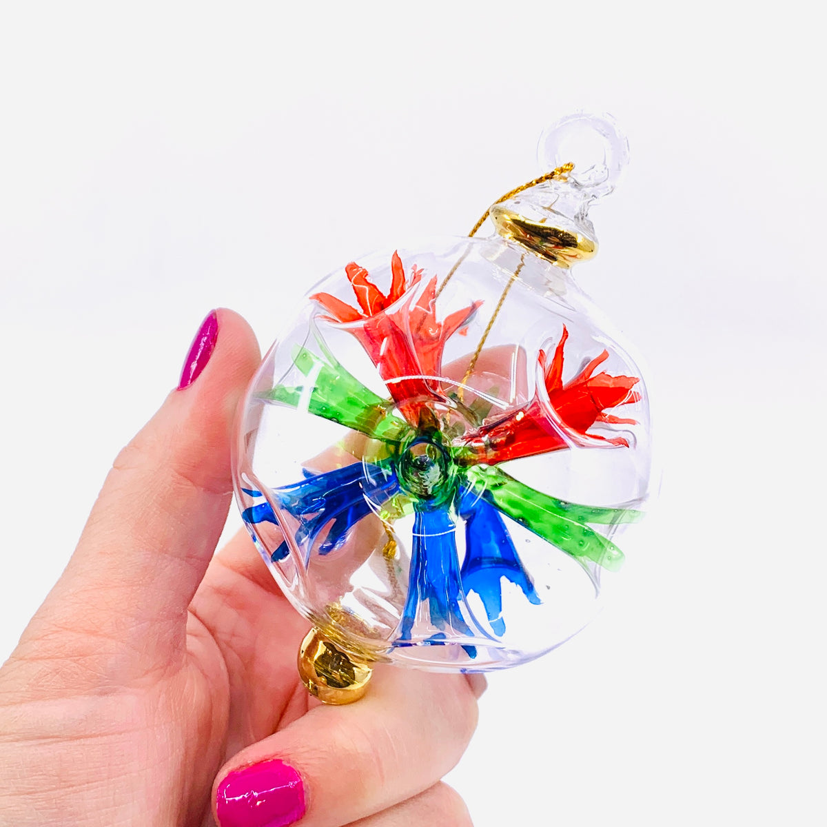 Hand Blown Starburst Ornaments, Multi Small