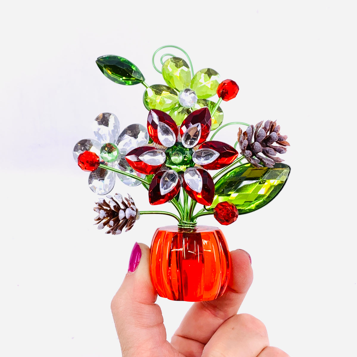 Acrylic Bouquet, Holiday Wishes Posy Pot