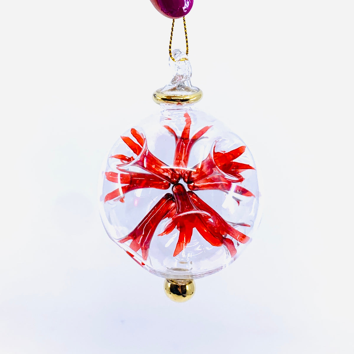 Hand Blown Starburst Ornaments, Red Small