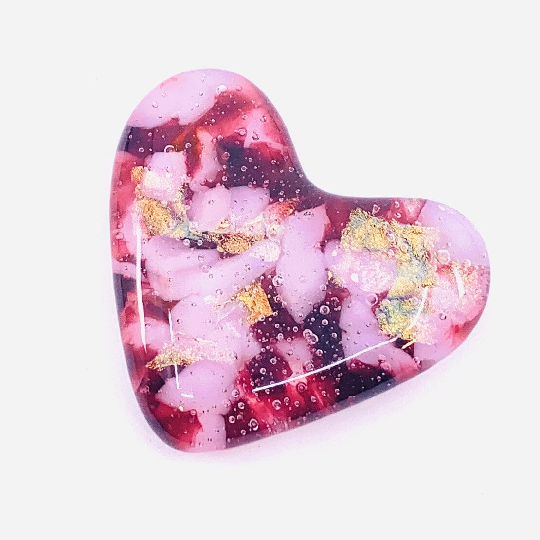 Fused Glass Birthstone Pocket Heart, Tourmaline Miniature Jean 