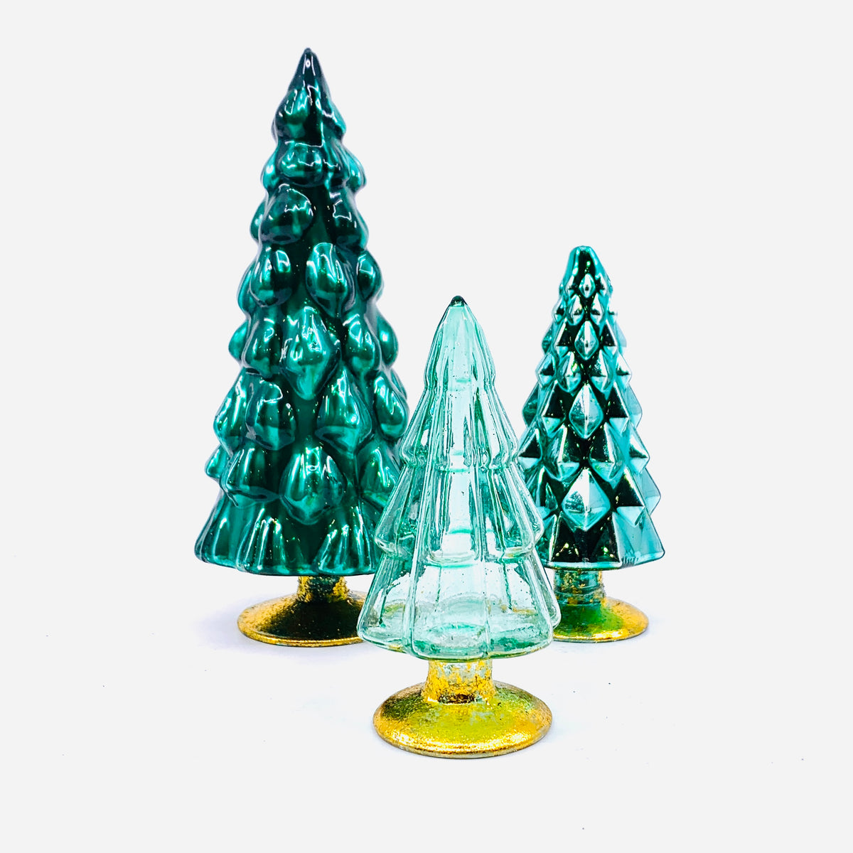 Rainbow Hue Glass Trees, Teal