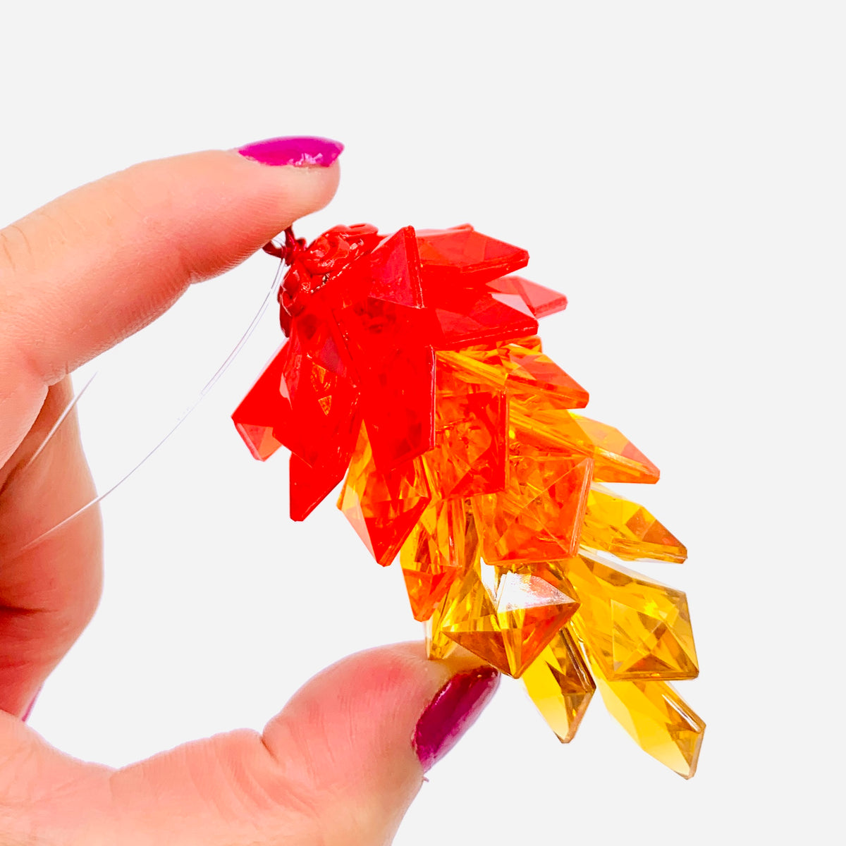 Pine Cone Crystal Ornament, Orange