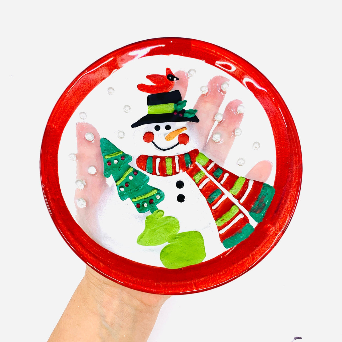 Glass Fusion Plate 59, Mr Snowman Mini Plate Demdaco 