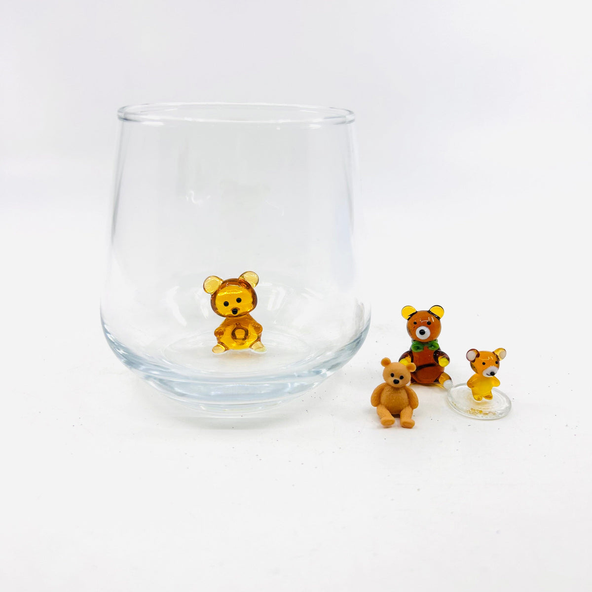 Tiny Animal Wine Glass, Teddy Bear Decor MiniZoo 