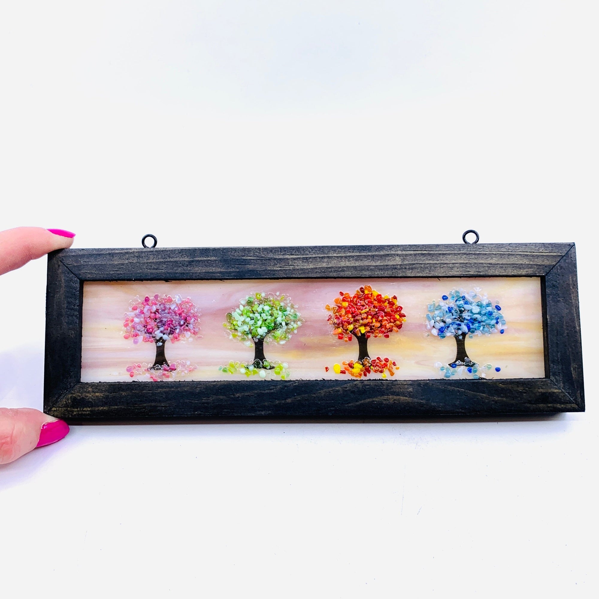 Fused Glass Tree of Life Shadow Box 5, Four Seasons Large Decor Glimmer Glass Gifts 