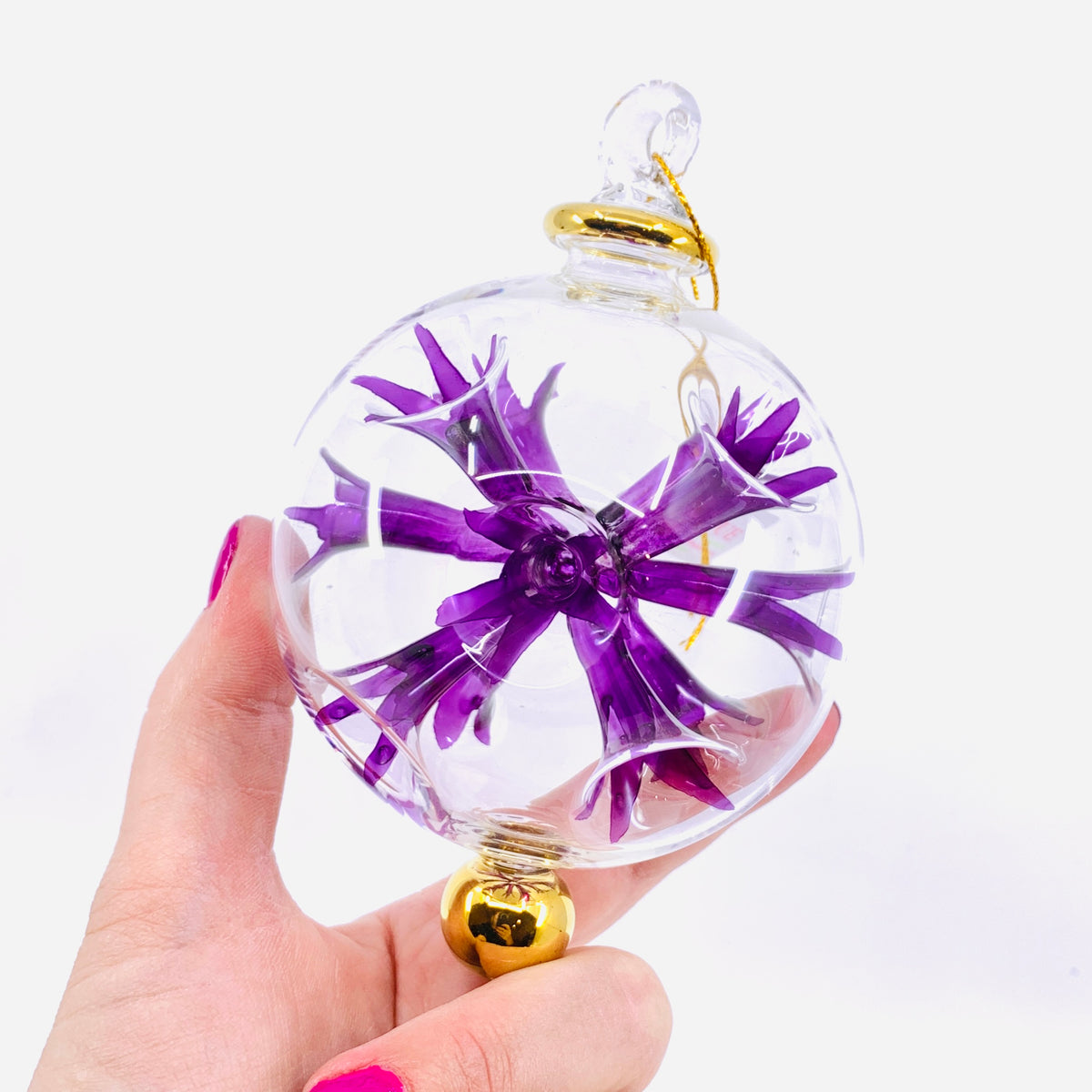 Hand Blown Starburst Ornaments, Purple Large