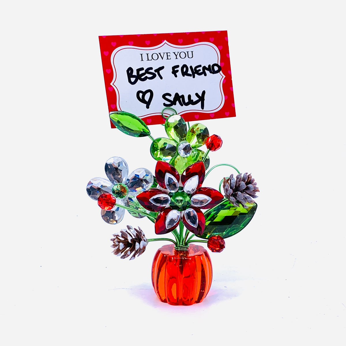 Acrylic Bouquet, Holiday Wishes Posy Pot