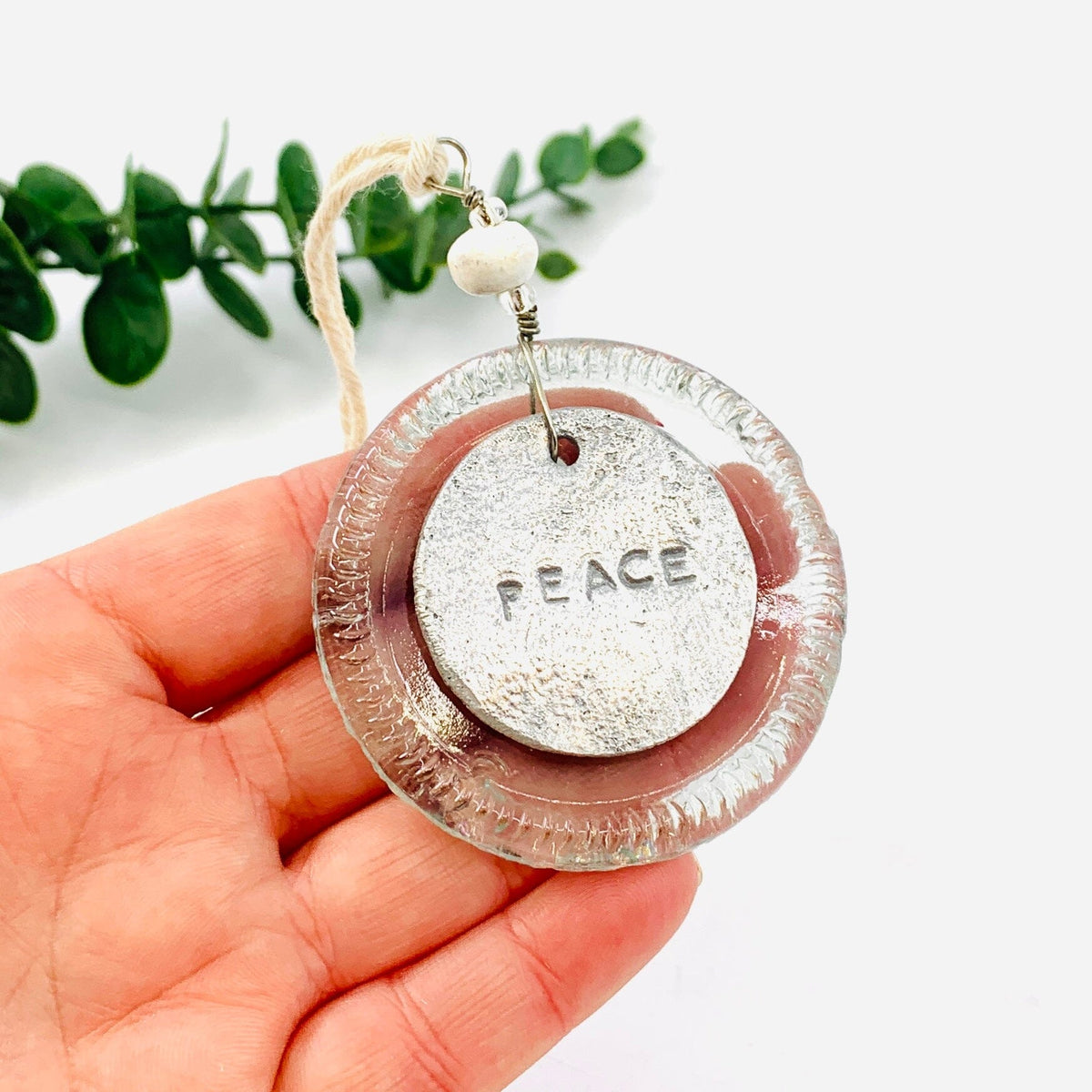 Bottle Bottom Ornament, Peace