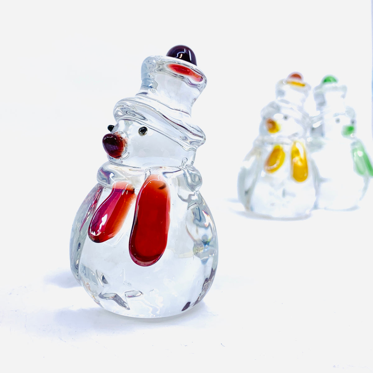 Glass Holiday Snowman, Red