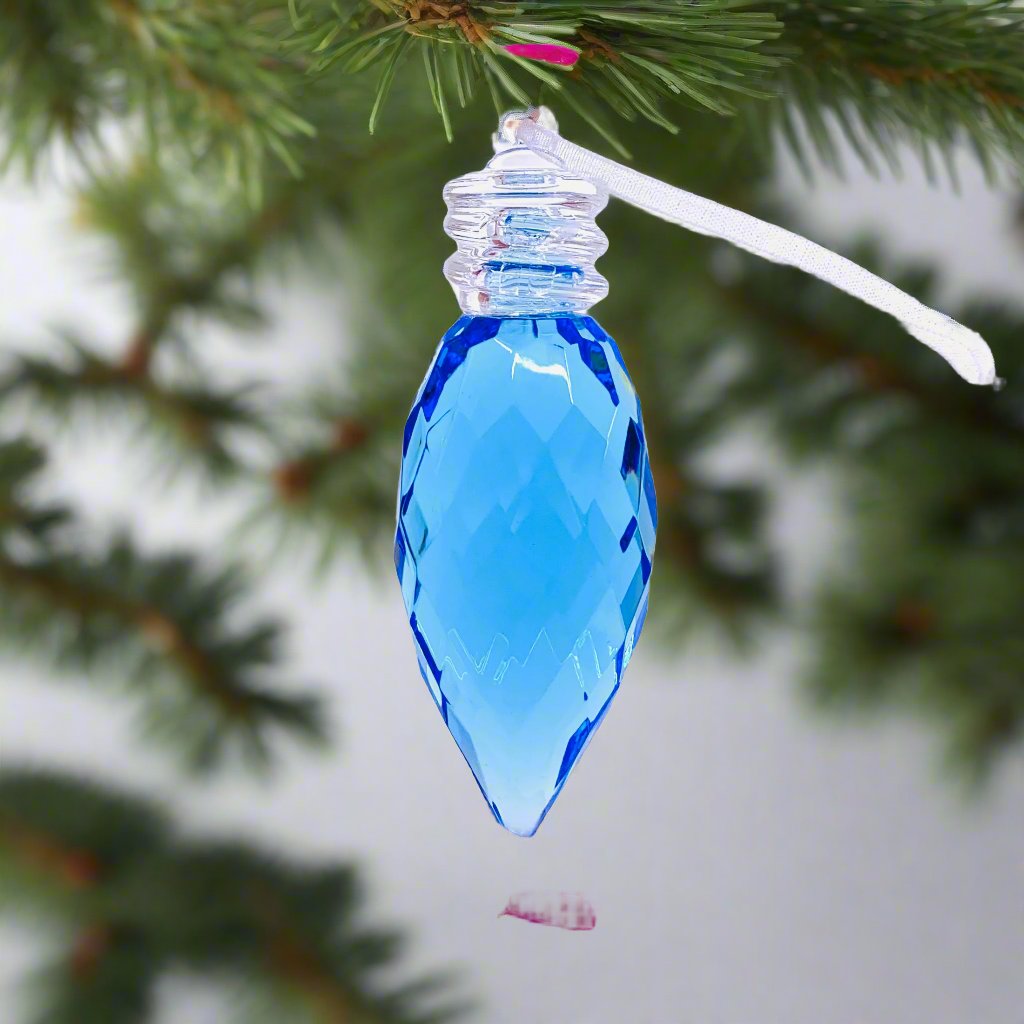 Vintage Bulb Acrylic Crystal Ornament 5, Blue