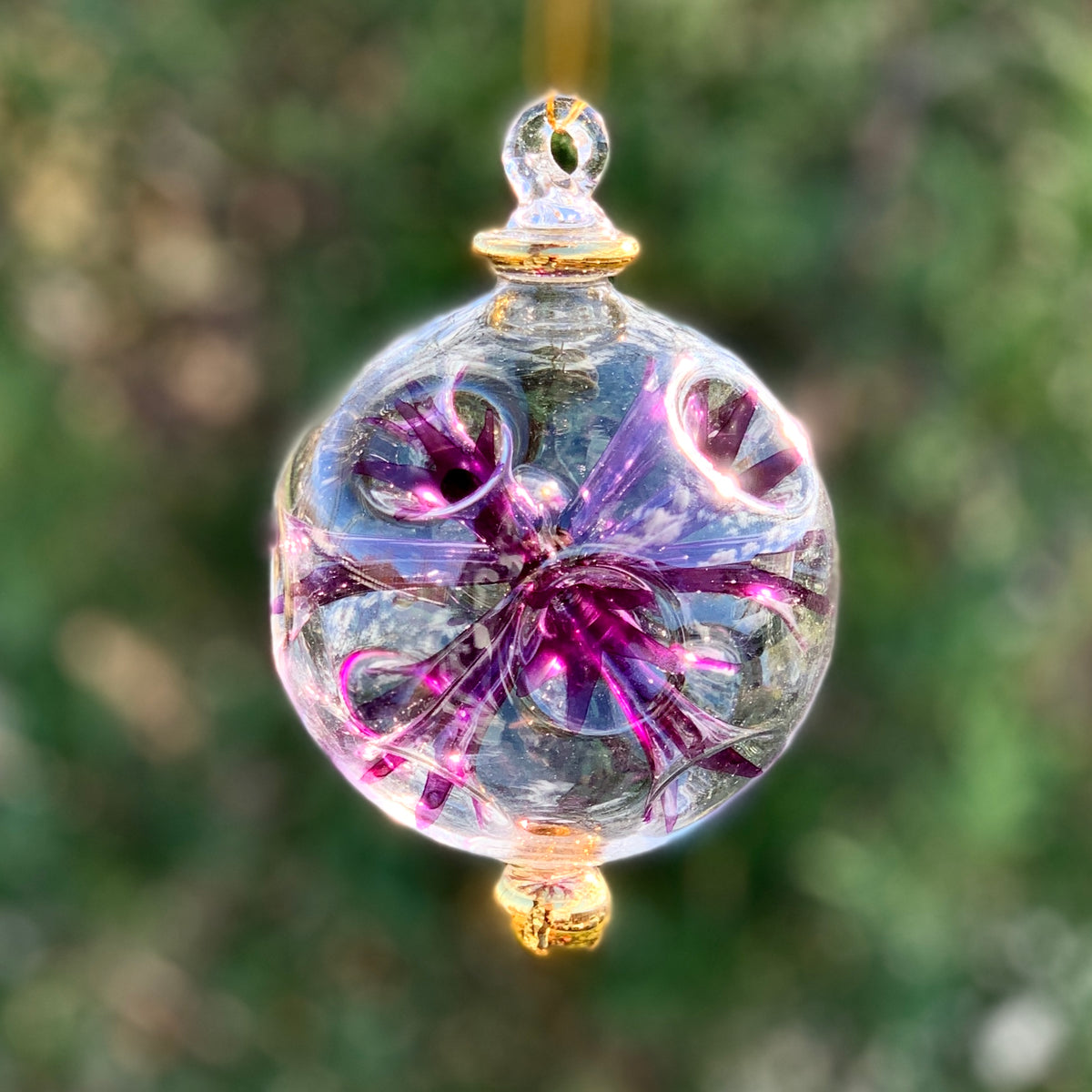 Hand Blown Starburst Ornaments, Purple Large