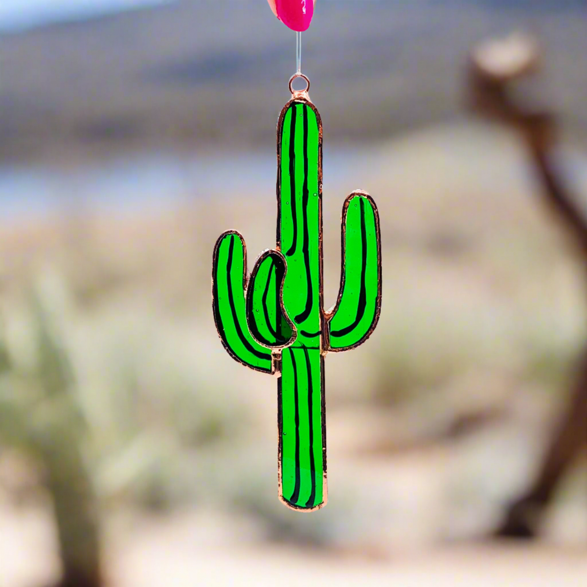 Stained Glass Suncatcher, Saguaro Cactus