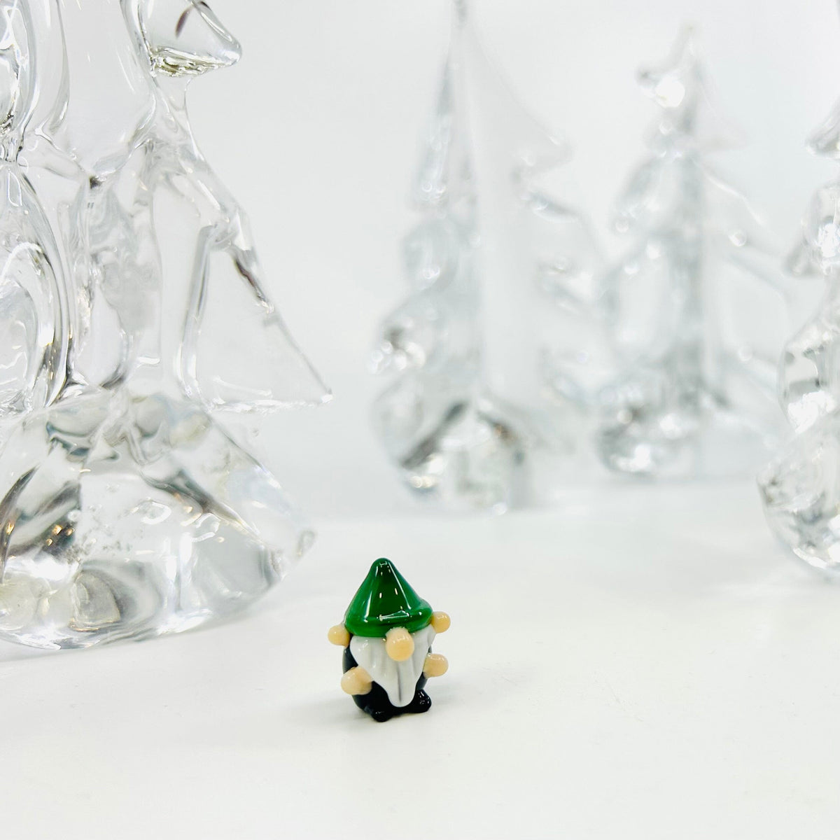 Tiny Glass Rainbow Gnomes, 252 - Green Miniature Alex 