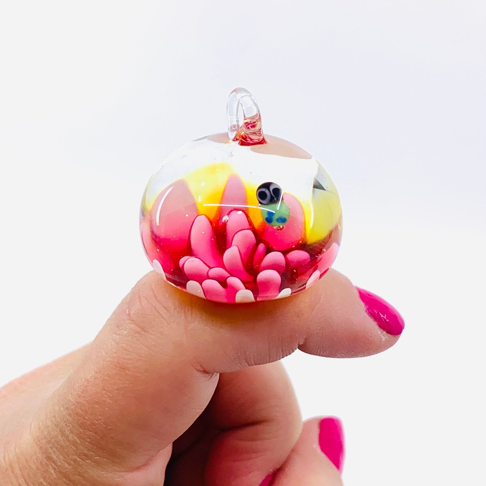 Tiny Glass Flower Ornament, Pink Miniature Alex 