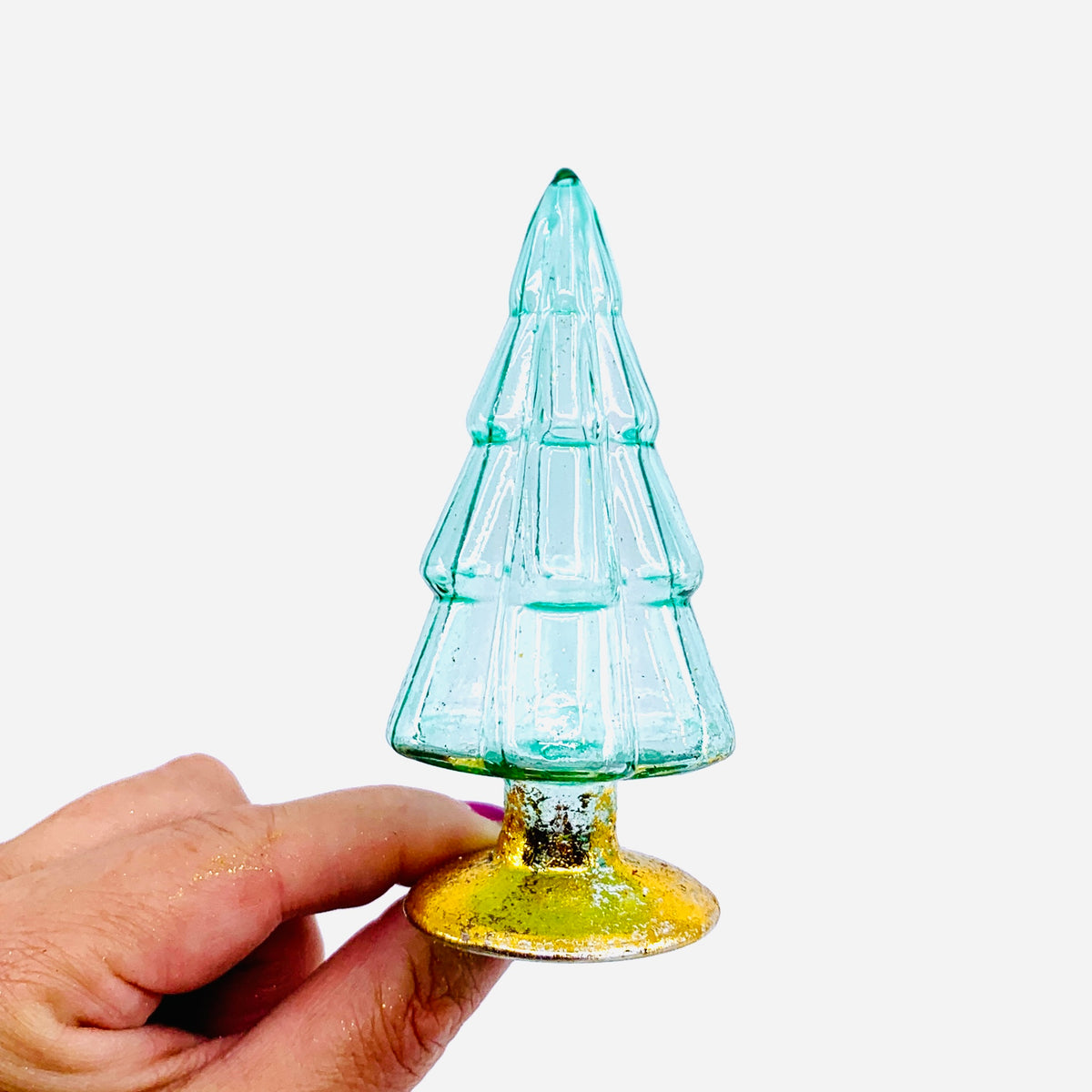 Rainbow Hue Glass Trees, Teal