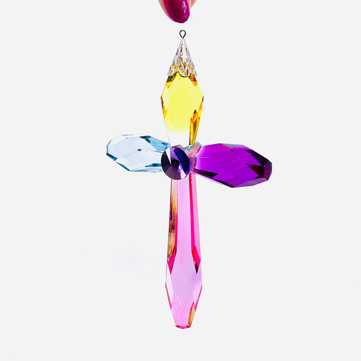 Acrylic Rainbow Cross Ornament, Bloom