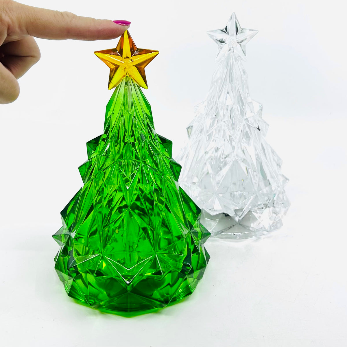 Acrylic Light-Up Crystal Cut Tree, Clear