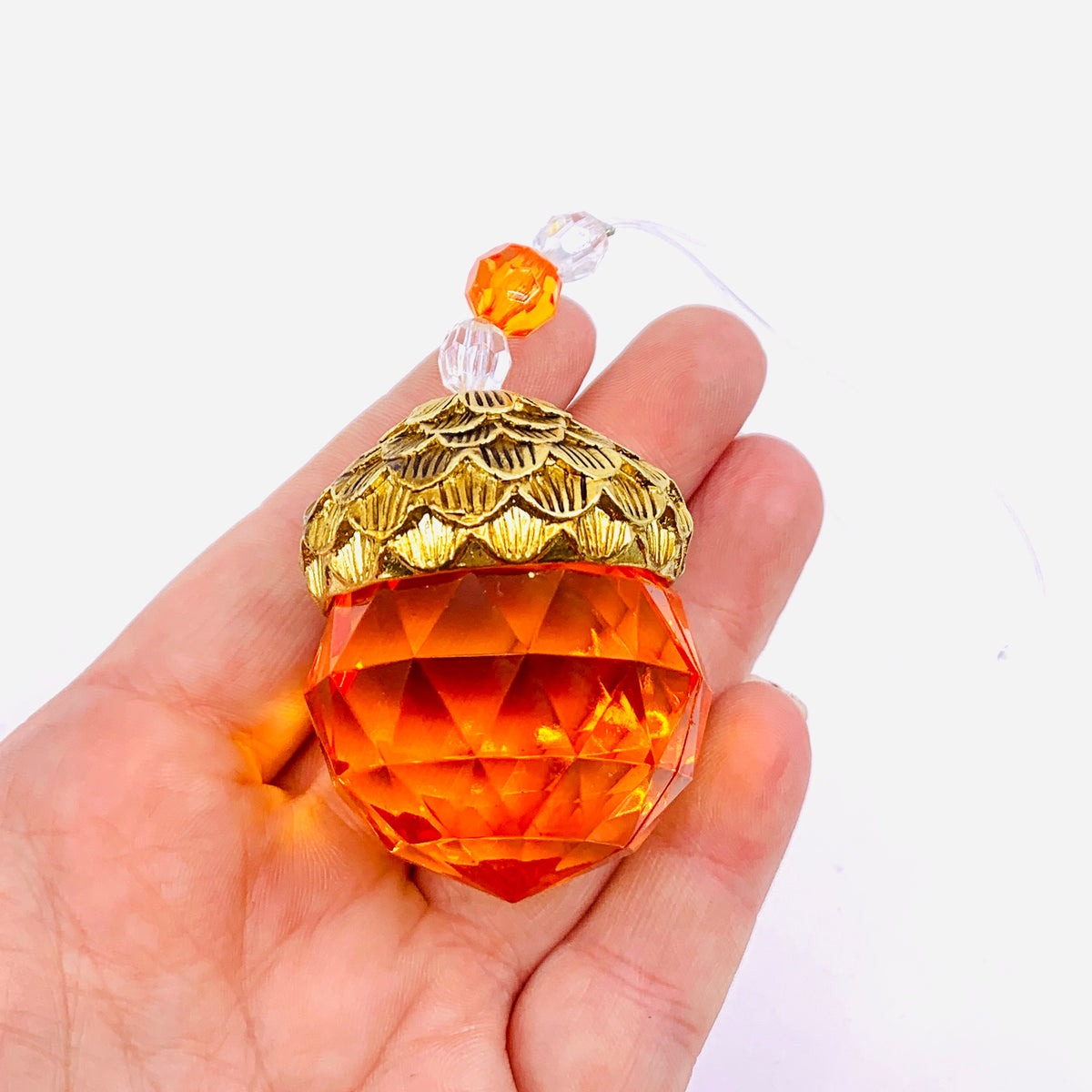 Acorn Crystal Ornament, Orange