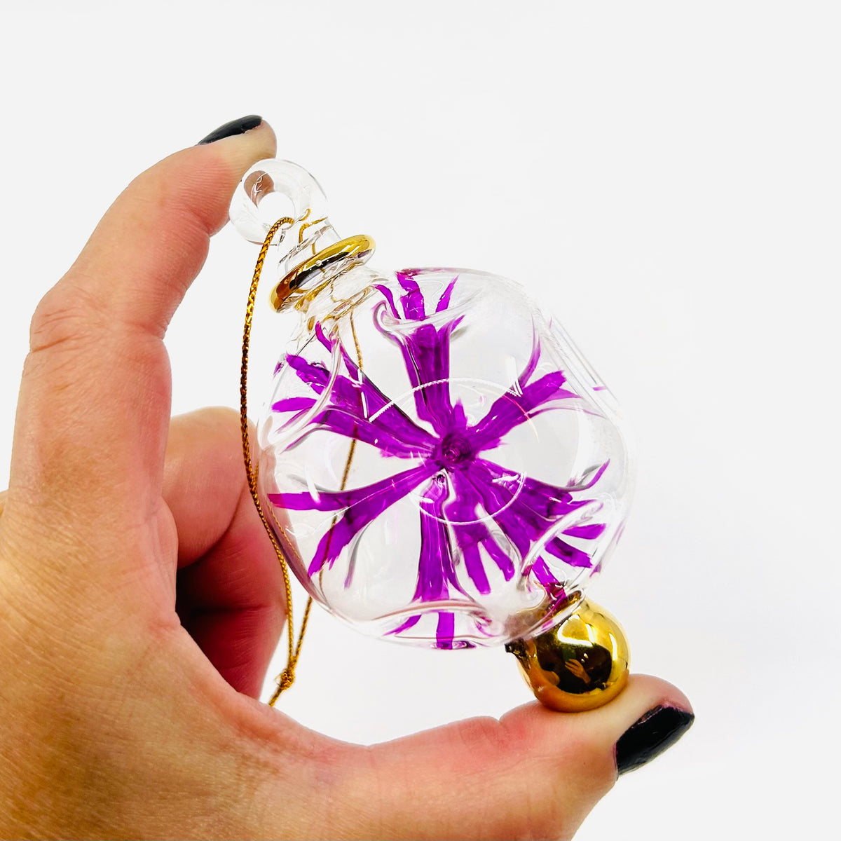 Hand Blown Starburst Ornaments, Purple Small